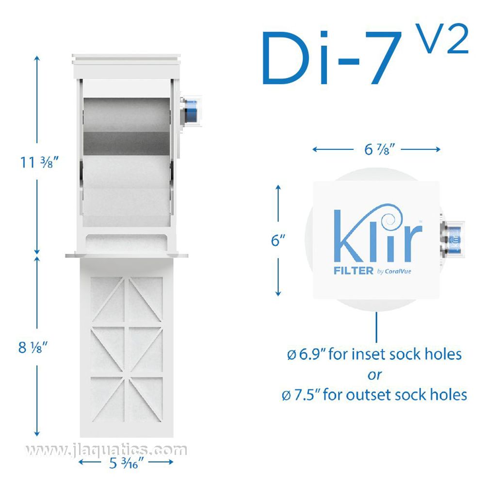 Klir Di-4 Fleece Filter Di-7 Version 2 dimensions and overview