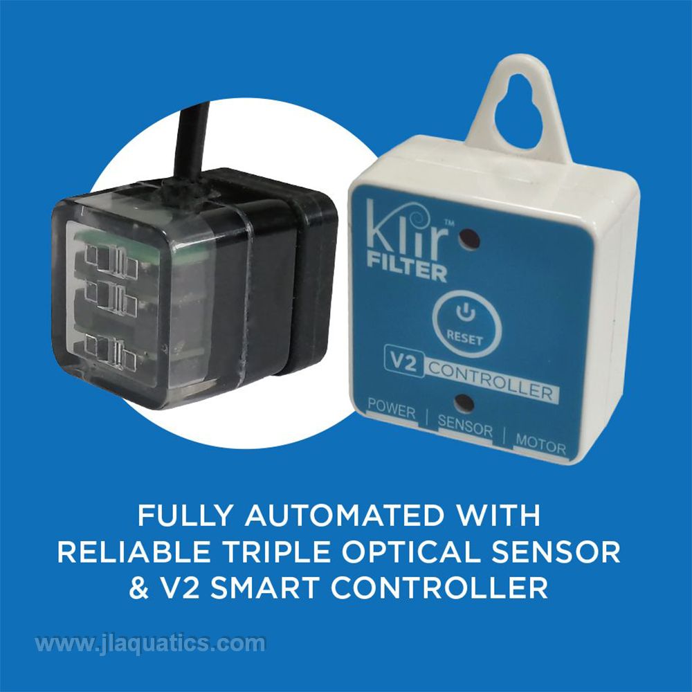 Klir Di-7 Fleece Filter optical sensor and version 2 smart controller for aquariums.