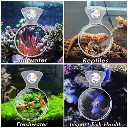 Flipper DeepSee Clear Magnifier - 4 Inch showing the different applications this can be used for