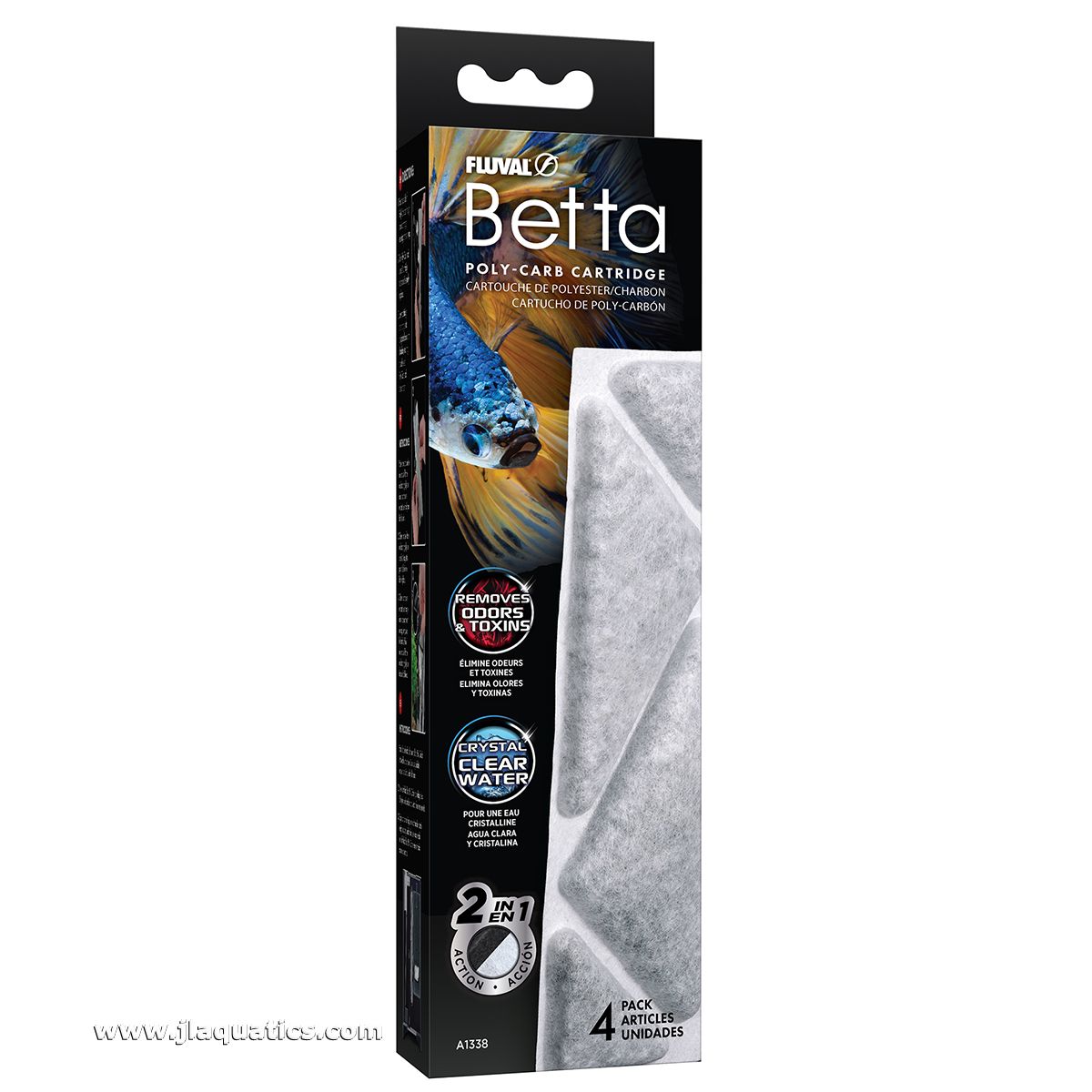 Fluval Betta Poly-Carb Cartridge Replacement - 4 Pack