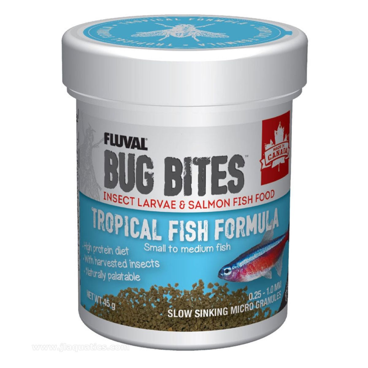 Fluval Bug Bites - Small-Medium Tropical Fish Formula - 45g