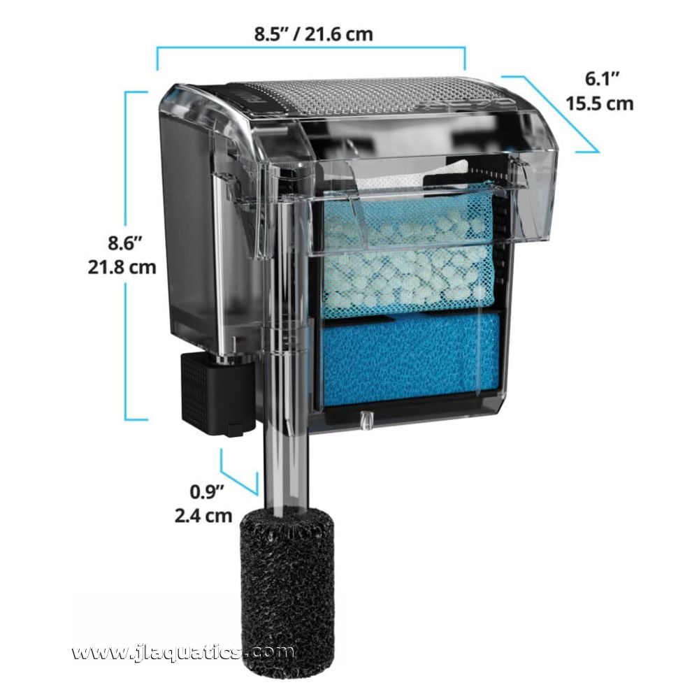 Fluval AquaClear 70 Power Filter dimensions of this aquarium water filter.