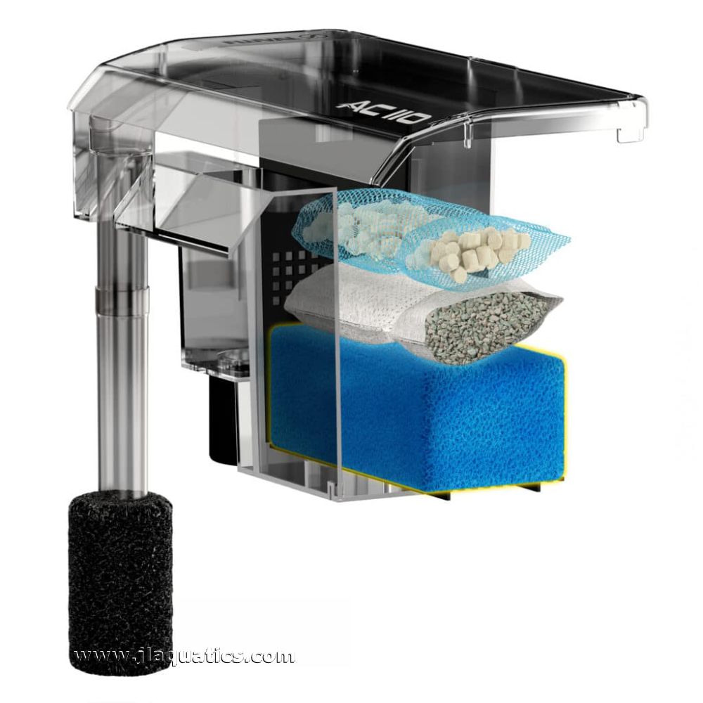 Fluval AquaClear AC110 Bio-Foam placement inside the aquarium water filter.