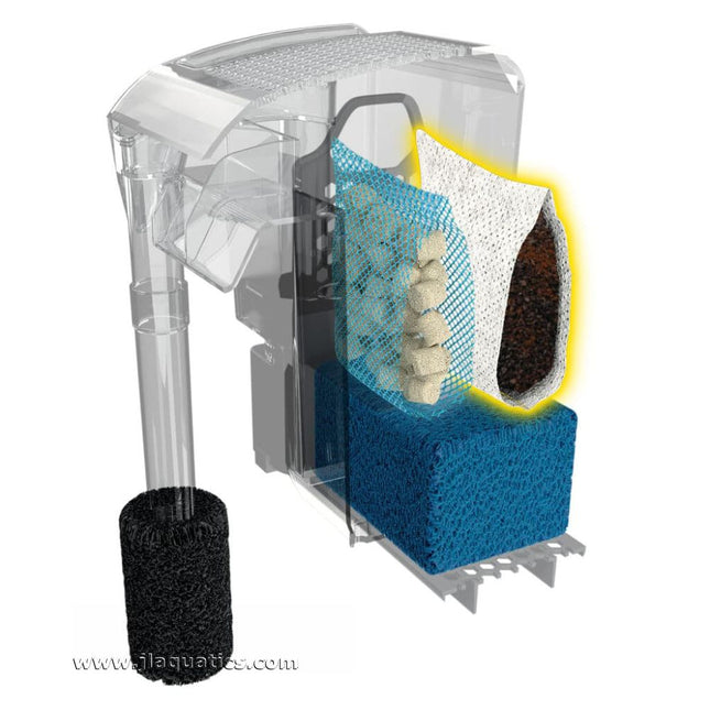 Where the Fluval AquaClear AC20/30 Clear-Carb Insert fits inside your aquarium water filter.