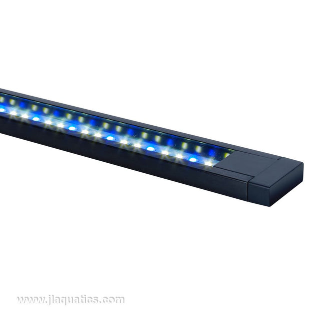 Fluval Aquasky 2.0 LED Aquarium Light close-up turn on showing led pattern pf this aquarium light