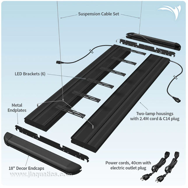 48 Inch Aquatic Life T5/LED G3 Hybrid Fixture breakaway view