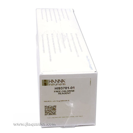 Hanna HI-93701-01 Free Chlorine Reagents - 100 Tests box packaging showing product code.