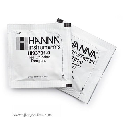 Hanna HI-93701-01 Free Chlorine Reagents - 100 Tests close up of reagent packets.