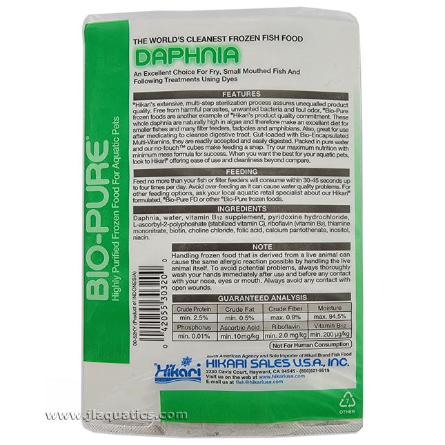 Ingredients list for Hikari Frozen Daphnia 