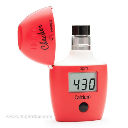 Hanna Calcium Checker view testing aquarium water with lcd readout