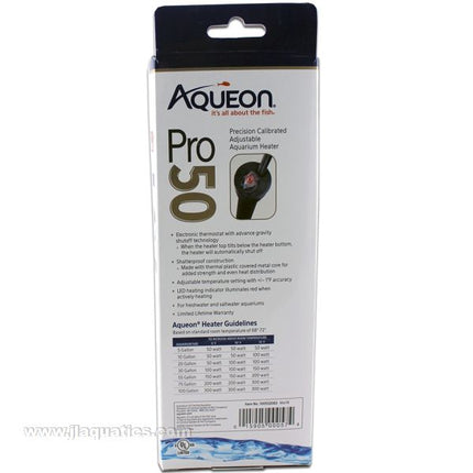 Aqueon Pro Aquarium Heater - 50 Watt features and sizing chart