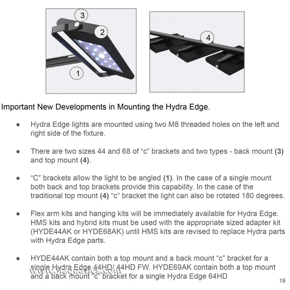 Changes made with the Hydra Edge for mounting options.