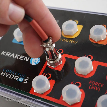 Hydros Force Port 24v Adapter Cable inserting the controller cable into your kraken aquarium controller