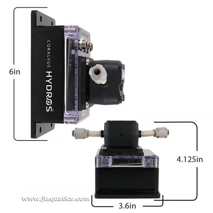 Hydros Sole side view showing dimensions of this aquarium doser