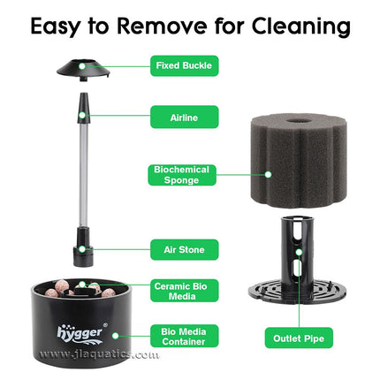 The Hygger 2-in-1 Sponge Filters is easy to disassemble and clean.
