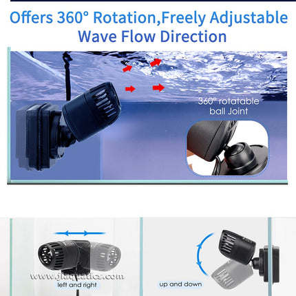 The Hygger 360 Mini Aquarium Powerhead offers 360 degree rotation and fully adjustable wave flow directions.