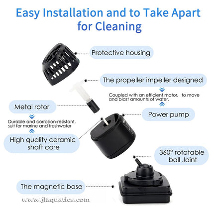 Hygger 360 Mini Aquarium Powerhead offers easy installation and maintenance.