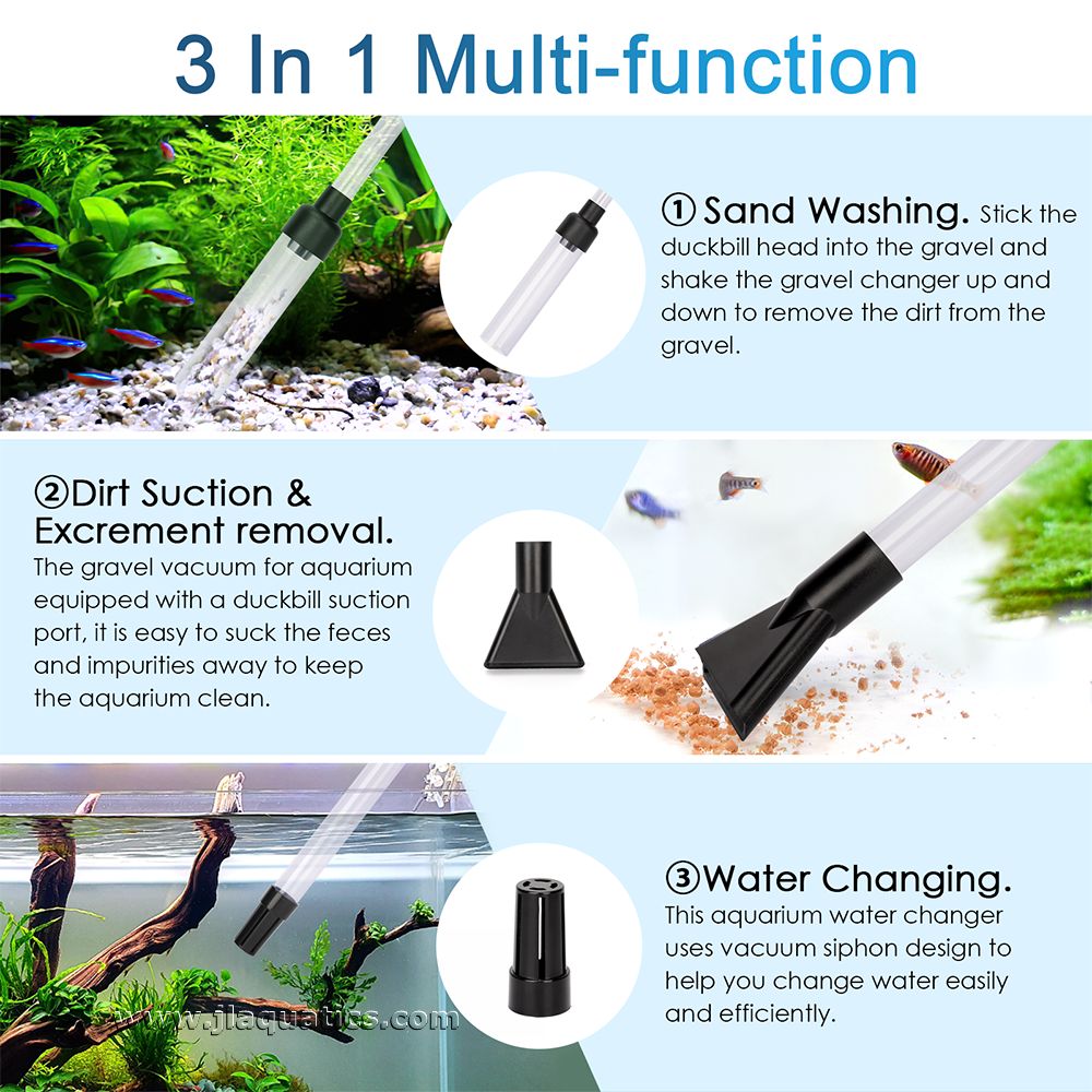 Hygger 3-in-1 Aquarium Gravel Cleaner different functions to make aquarium maintenance easier.

