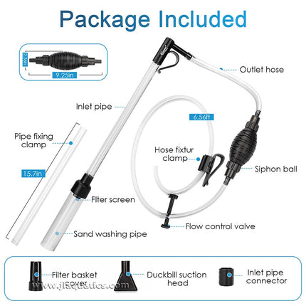 Hygger 3-in-1 Aquarium Gravel what's included in the medium gravel cleaner for aquariums.
