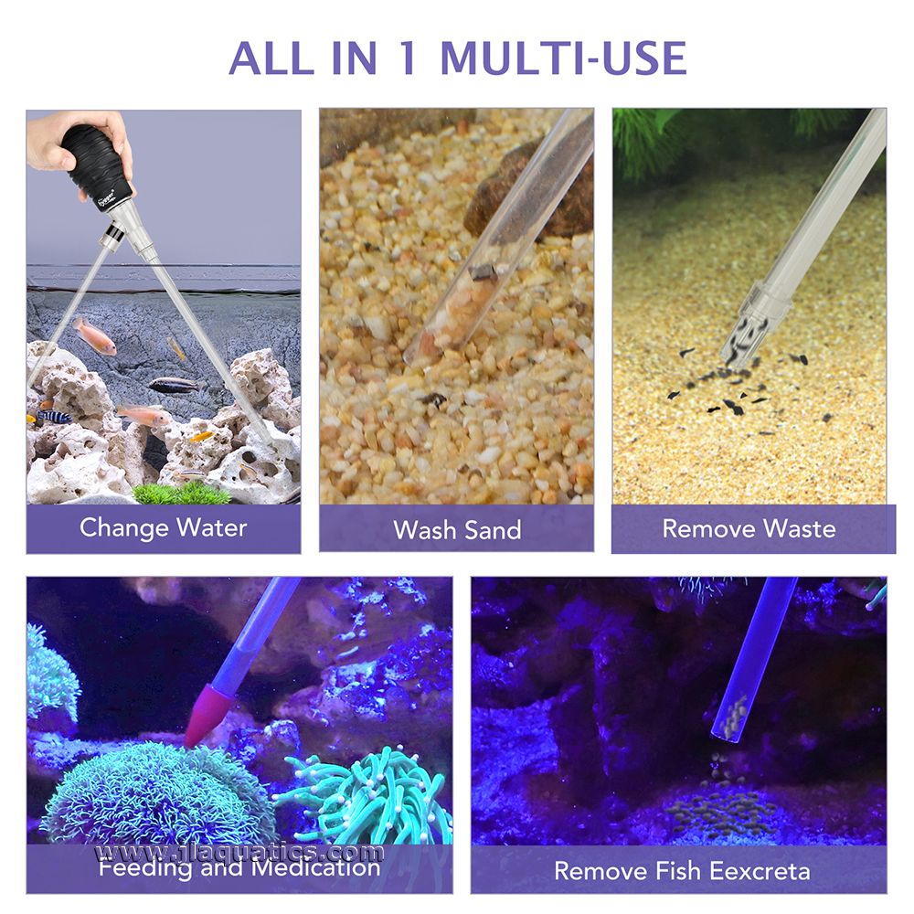 Hygger All-In-One Aquarium Maintenance and Feeding Kit has several different functions available to use.