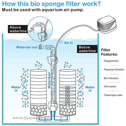 Hygger Medium Dual Sponge filter operation 