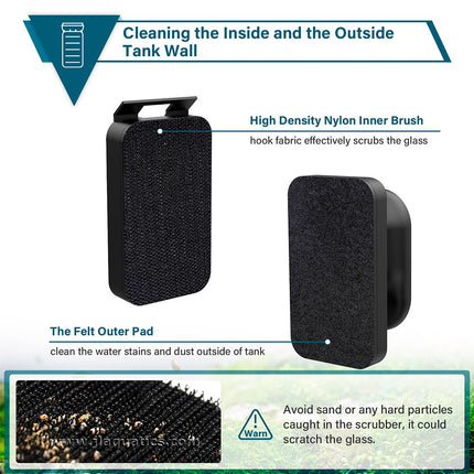 The Large Hygger Glass Aquarium Cleaning Magnet  can clean the inside as well as the outside of your aquarium at the same time!