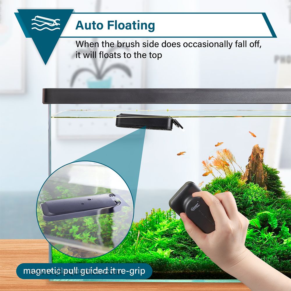 The Large Hygger Glass Aquarium Cleaning Magnet  floats so you don't have to get your hands wet.