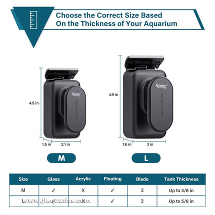 The Large Hygger Glass Aquarium Cleaning Magnet comparison of features between a medium sized magnet.