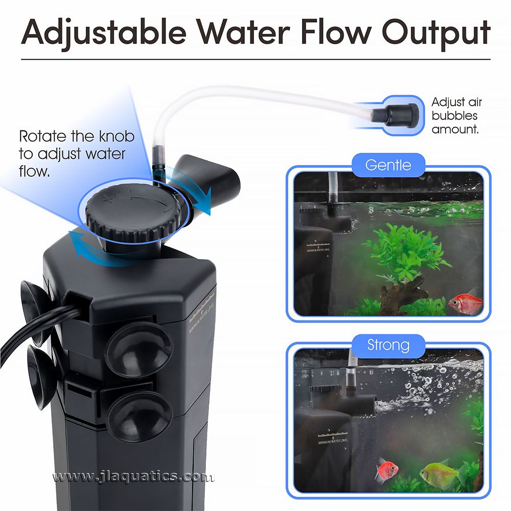 Medium Hygger Internal Aquarium Filter has an adjustable water flow output.