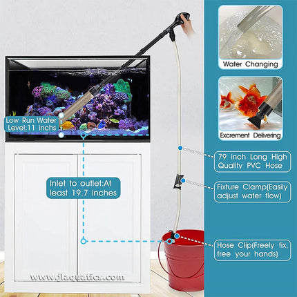  Hygger Gravel Vacuum can easily be started by the squeeze bulb

