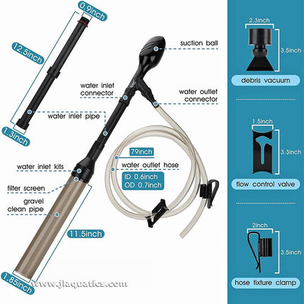 Hygger Gravel Vacuum comes with several different attachment to maximize versatility.