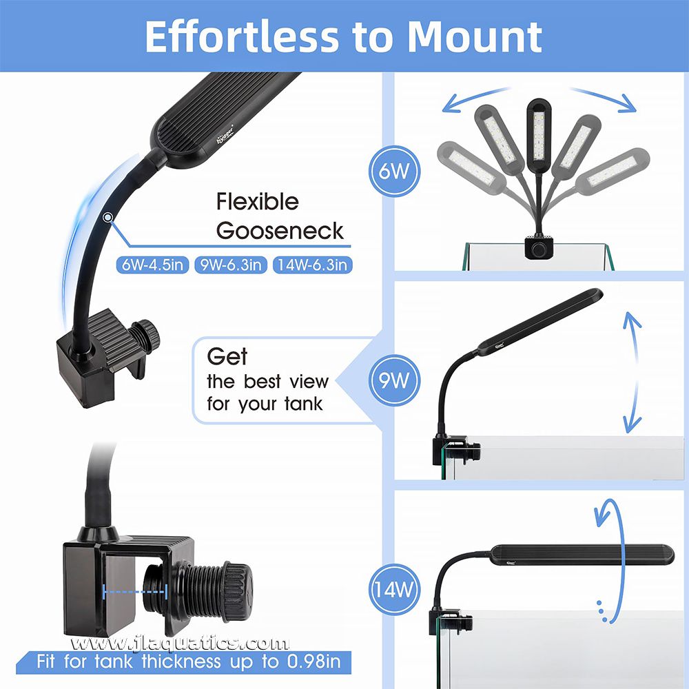It's effortless to mount the Hygger Mini Clip-On Aquarium LED Light
