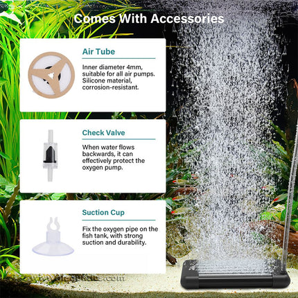 Hygger Non-Clogging Aquarium Air Diffuser comes with additional accessories for your aquarium.