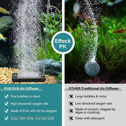 Hygger Non-Clogging Aquarium Air Diffuser compared to traditional air diffusers.