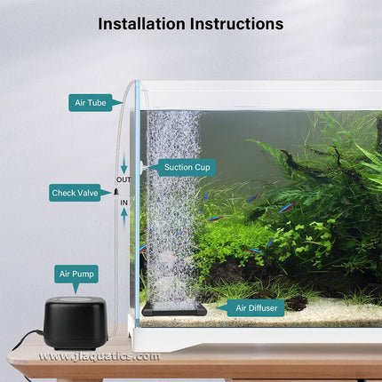 Hygger Non-Clogging Aquarium Air Diffuser installation instructions.
