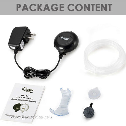 Hygger Piezoelectric Ceramic Air Pump - Black package contents