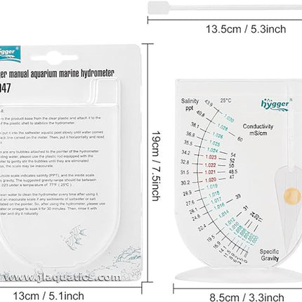 Hygger Hydrometer dimensions and instructions