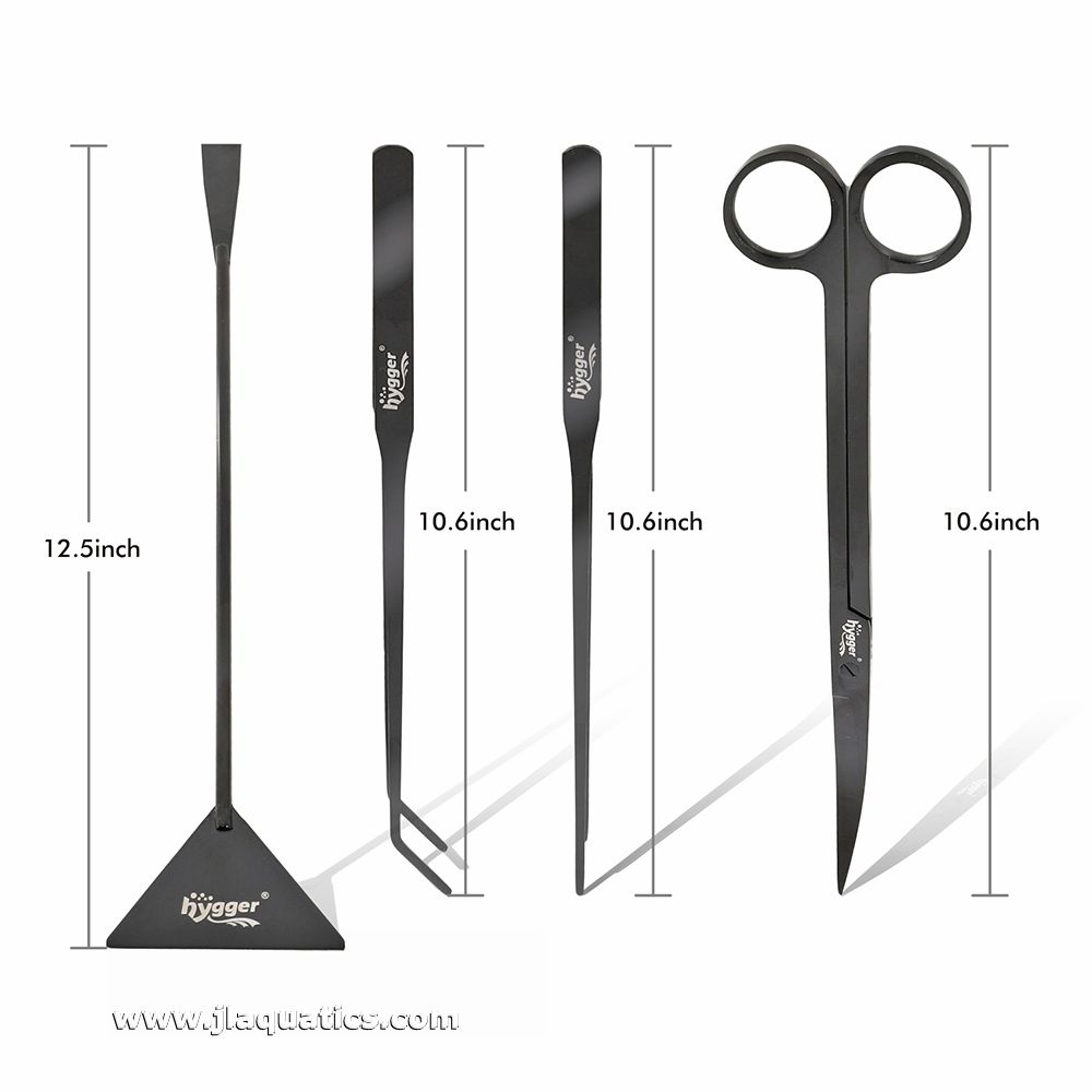 Hygger Stainless Steel Aquascaping Kit - Long dimensions of each tool included