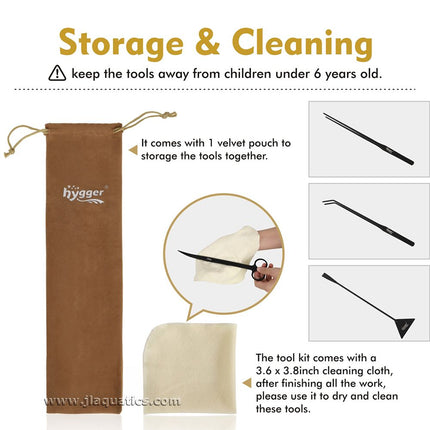Hygger Stainless Steel Aquascaping Kit - Long how to store and clean your aquarium tools.