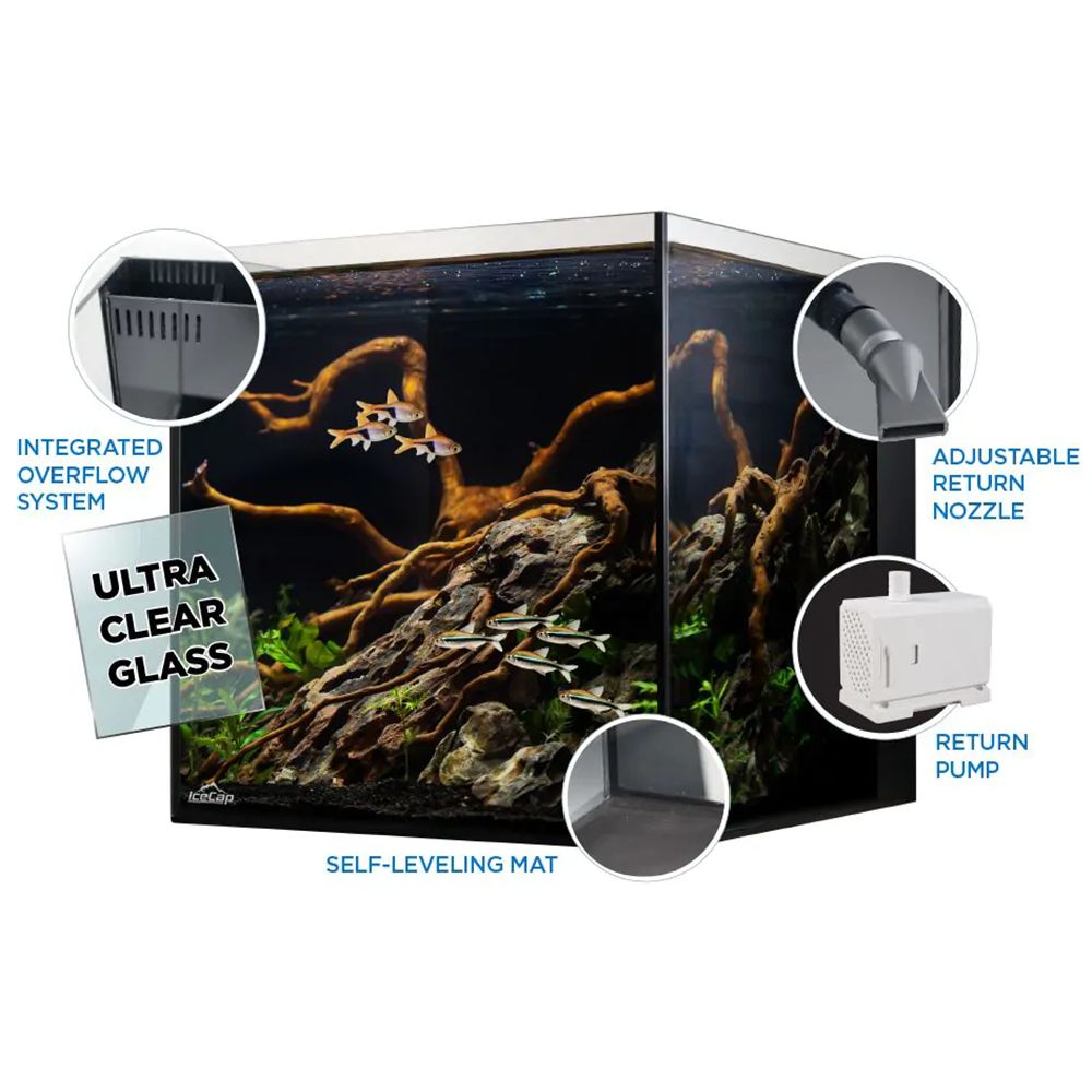IceCap All In One Glass Aquarium - 20 Gallon features and highlights shown