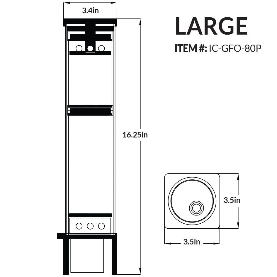 IceCap Controllable DC Media Reactor diagram, item number and dimensions