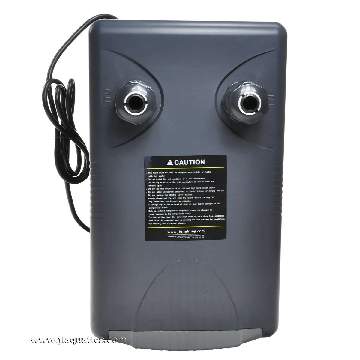 JBJ Arctica 1/5HP Chiller caution label and underside view 