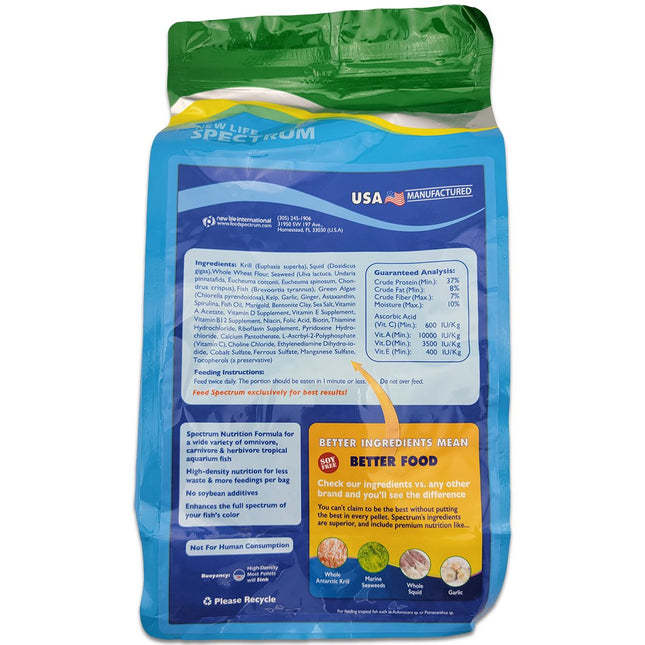 New Life Spectrum Tropical Fish Diet Large - 2200 Gram ingredients and nutritional information