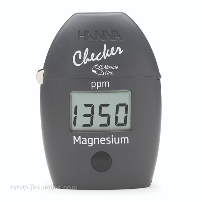 hanna magnesium checker front view showing magnesium aquarium reading.