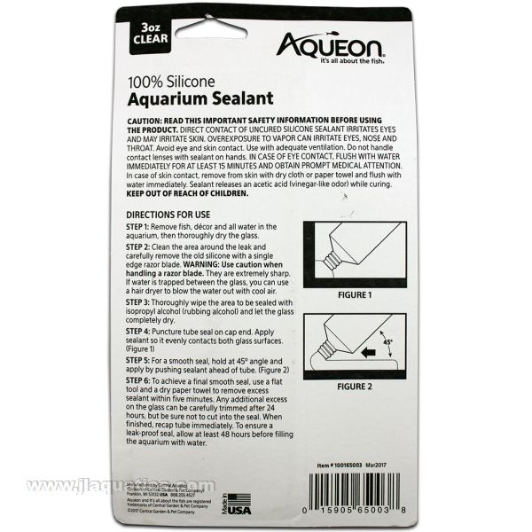 Aqueon Clear Aquarium Silicone information and instructions for use.