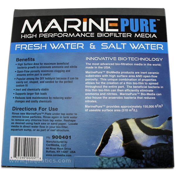 Cermedia MarinePure Biofilter Plate 8x8x1 - High Porosity Ceramic Media For Aquarium & Pond Filters