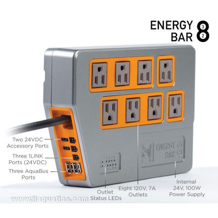 Neptune Systems Apex EnergyBar 832 side view showing all outlets and ports