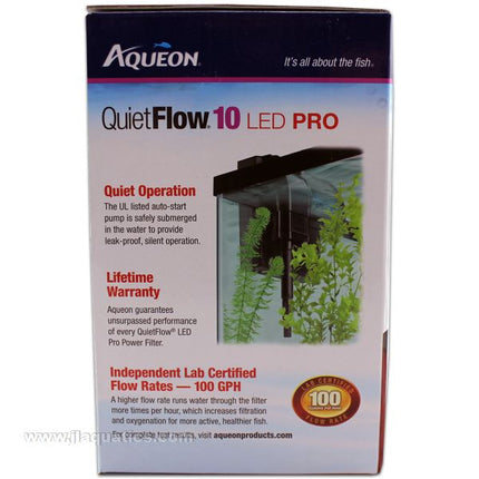 Aqueon Quiet Flow 10 Power Filter main features and warranty information of this aquarium power filter