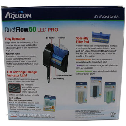 Aqueon Quiet Flow 50 Power Filter features and filtration options for freshwater aquariums