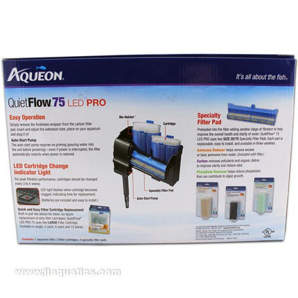 Aqueon Quiet Flow 75 Power Filter features and filtration options for freshwater aquariums